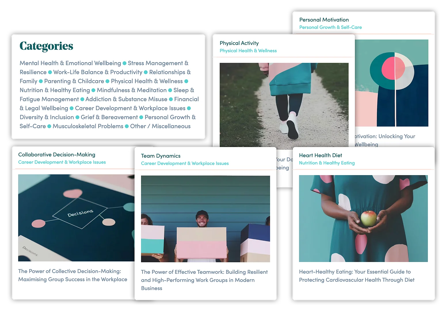 Leafyard's digital EAP wellbeing library with curated evidence-based resources