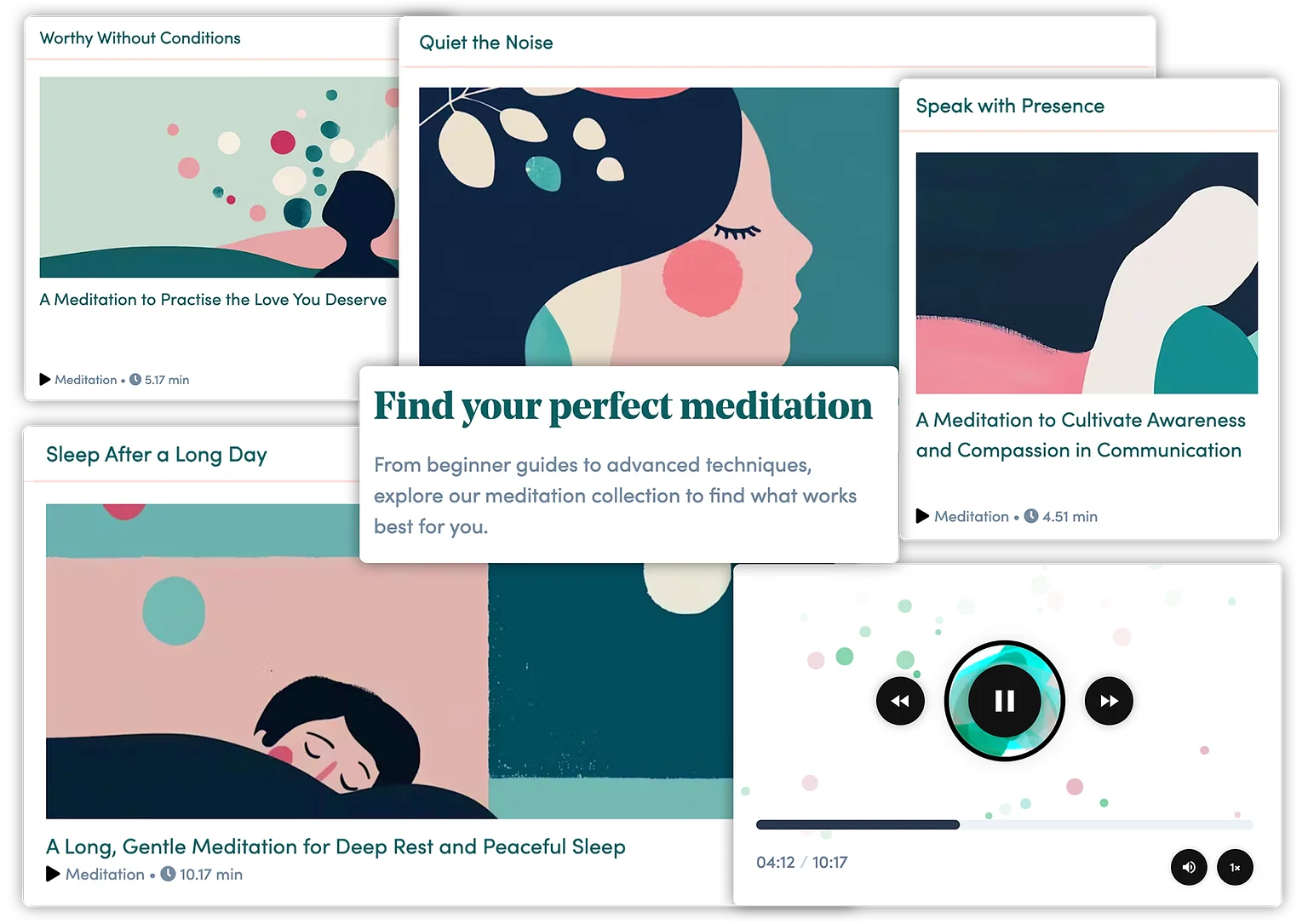 Leafyard's meditation studio interface for digital EAP users