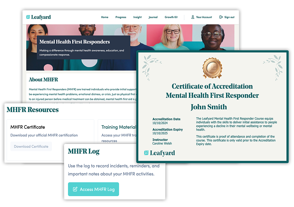 Leafyard's digital EAP mental health first responders training interface